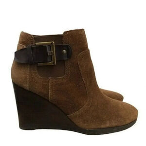 Franco Sarto Warrick Brown Suede Leather Ankle Booties 6.5